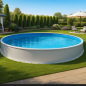 Preview: Stahlwandpool Rund Komplettbeckenset Premium- Blau Garten